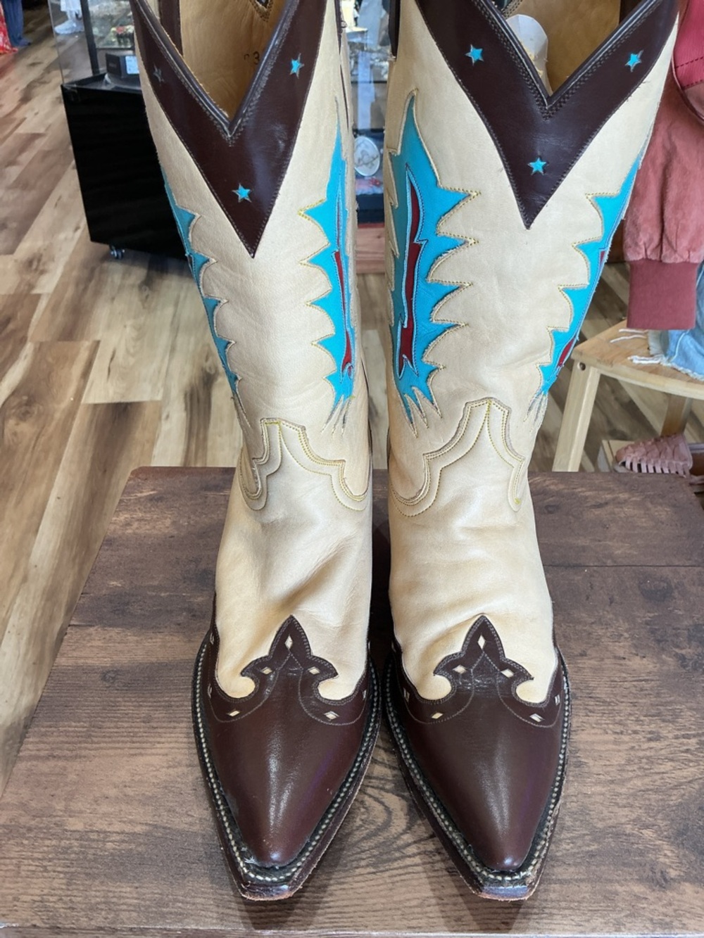 Rocketbuster Multicolor Cowboy Boots with Leather Embellishments - Picture 5 of 6